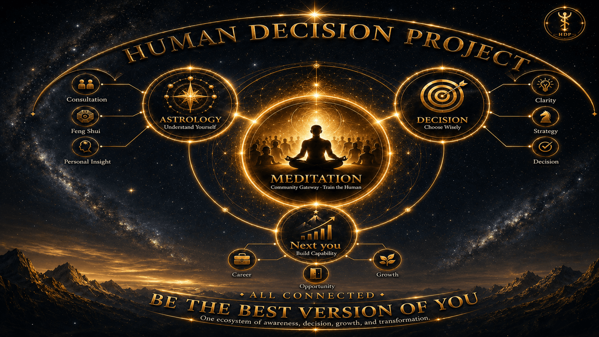 Human Decision Project ecosystem: Astrology, Decision, Meditation and Next You